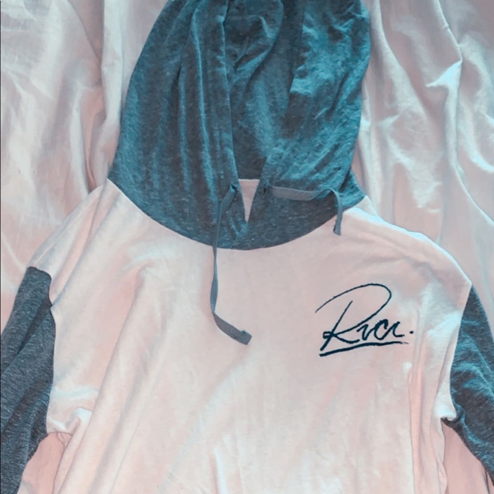 a RVCA long sleeve shirt with a hood